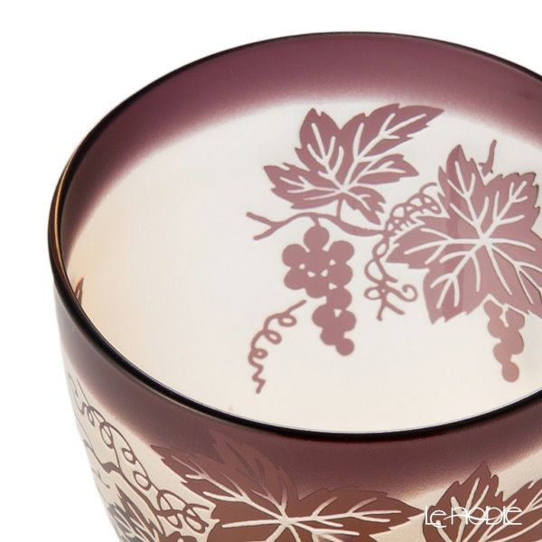 太武朗工房／タブロー 彫刻硝子 夢柄子 ぶどう紋 ゴブレット アンバー／パープル 230ml 3144