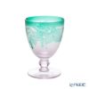 太武朗工房／タブロー 彫刻硝子 夢柄子 ぶどう紋 ゴブレット ピンク／グリーン 230ml 3044