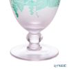 太武朗工房／タブロー 彫刻硝子 夢柄子 ぶどう紋 ゴブレット ピンク／グリーン 230ml 3044