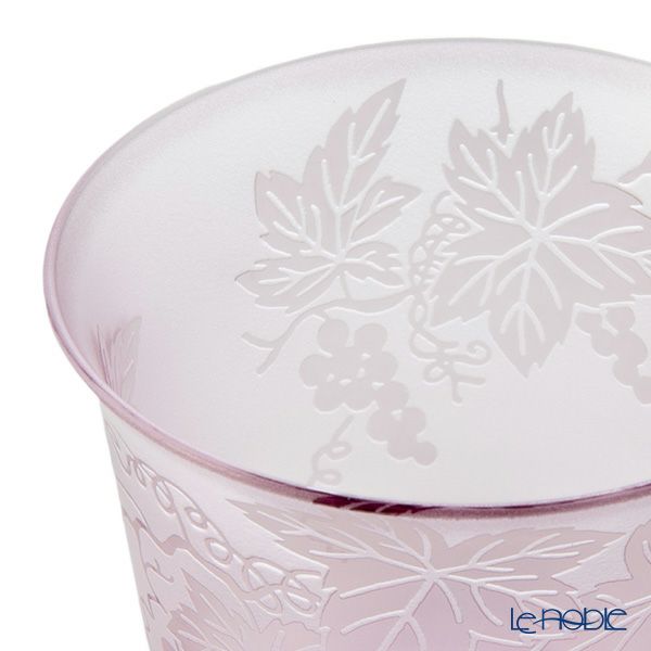 太武朗工房／タブロー 彫刻硝子 夢柄子 ぶどう紋 冷茶椀 ピンク／パープル 180ml 3405