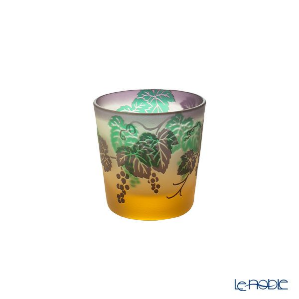 太武朗工房／タブロー 彫刻硝子 幻夢柄子 ぶどう紋 冷酒杯 三層色被せ 100ml 3652
