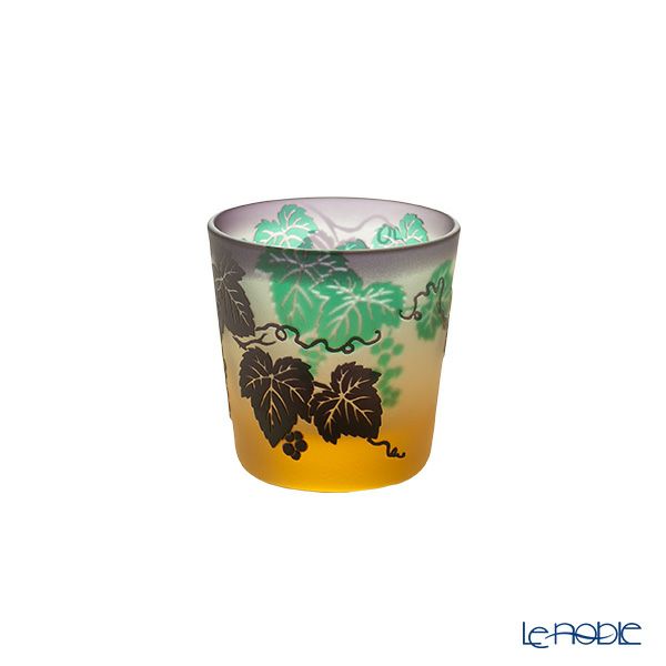 太武朗工房／タブロー 彫刻硝子 幻夢柄子 ぶどう紋 冷酒杯 三層色被せ 100ml 3652
