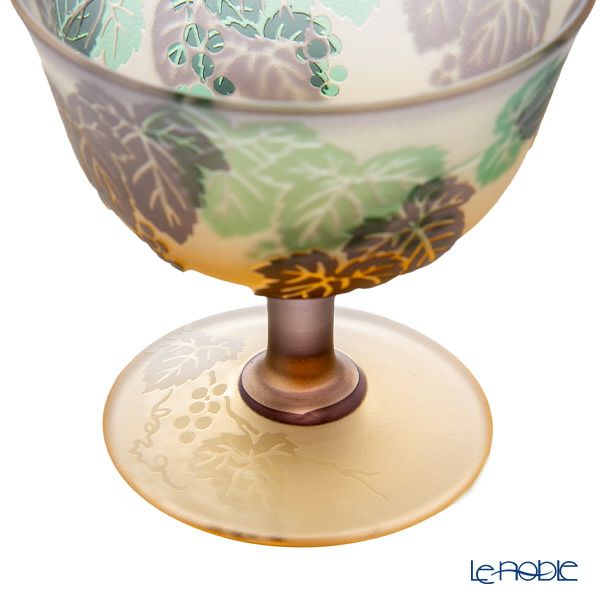 太武朗工房／タブロー 彫刻硝子 幻夢柄子 ぶどう紋 食前酒グラス／脚付小鉢 三層被せ 80ml 3607