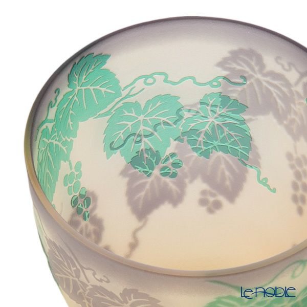 太武朗工房／タブロー 彫刻硝子 幻夢柄子 ぶどう紋 ゴブレット 三層被せ 230ml 3644