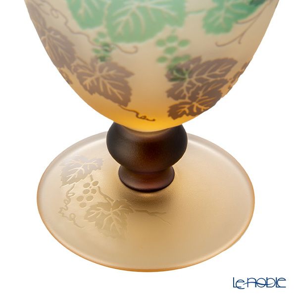 太武朗工房／タブロー 彫刻硝子 幻夢柄子 ぶどう紋 ゴブレット 三層被せ 230ml 3644