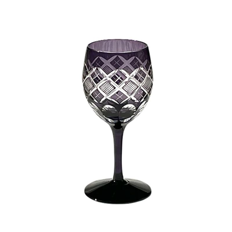 太武朗工房／タブロー 矢来魚子紋 ワイングラス 江戸紫 160ml 90408M