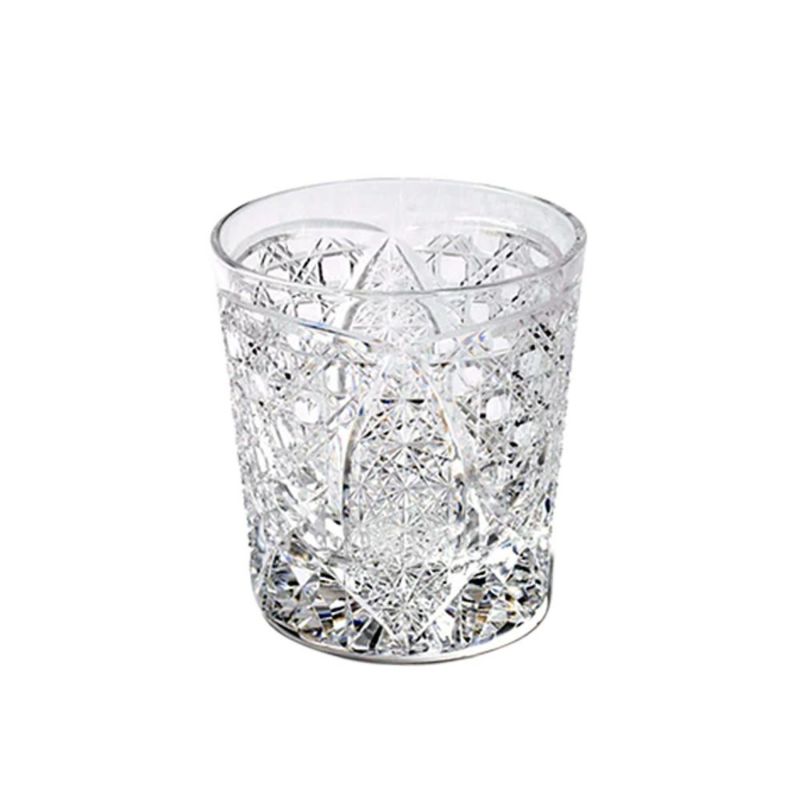 太武朗工房／タブロー 菊繋ぎに籠目紋 オールドグラス 透き クリア 250ml 伝統工芸士 木村泰典 作 5136-30