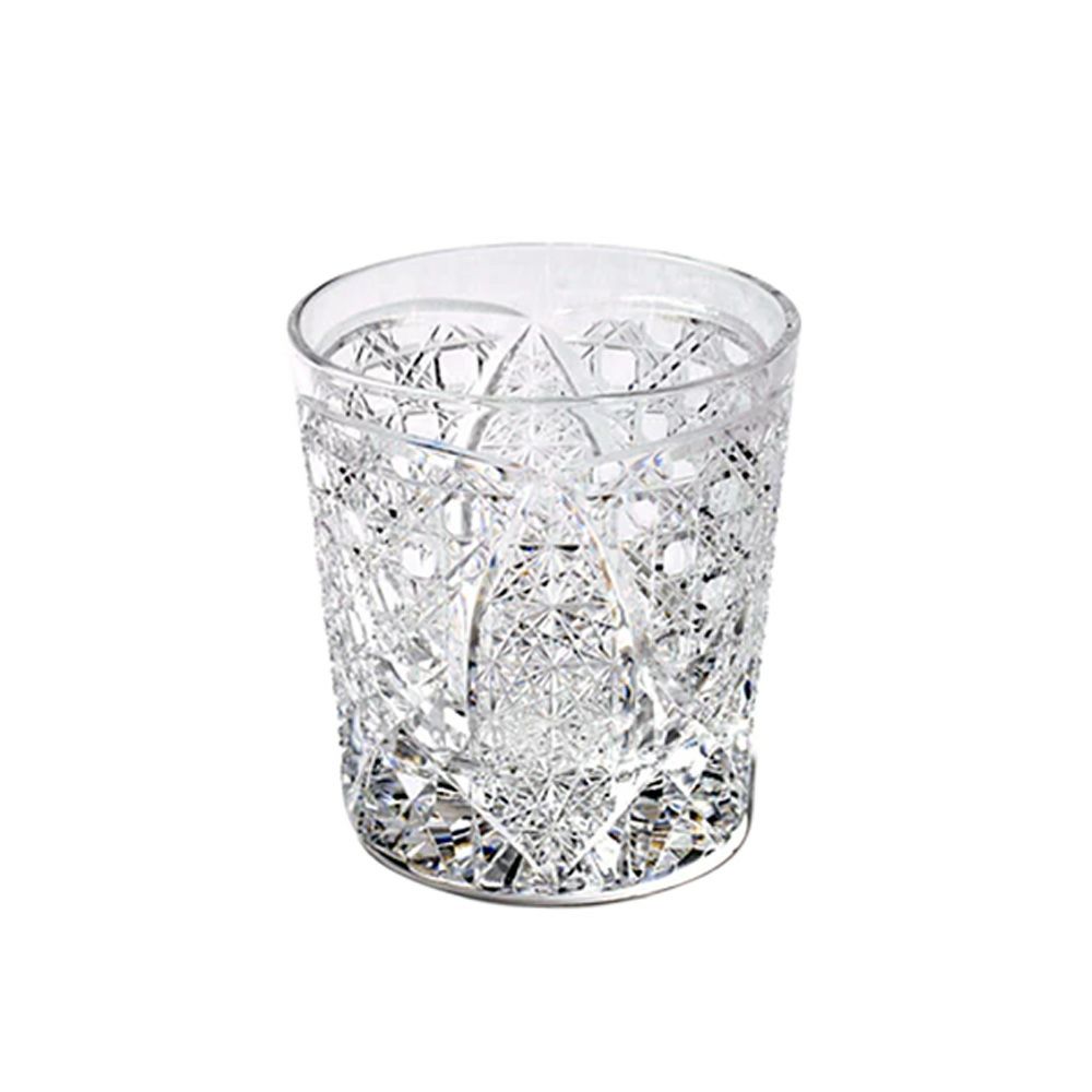 太武朗工房／タブロー 菊繋ぎに籠目紋 オールドグラス 透き クリア 250ml 伝統工芸士 木村泰典 作 5136-30