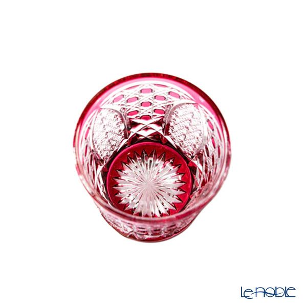 太武朗工房／タブロー 菊繋ぎに籠目紋 オールドグラス 金赤 250ml 伝統工芸士 木村泰典 作 5136-31