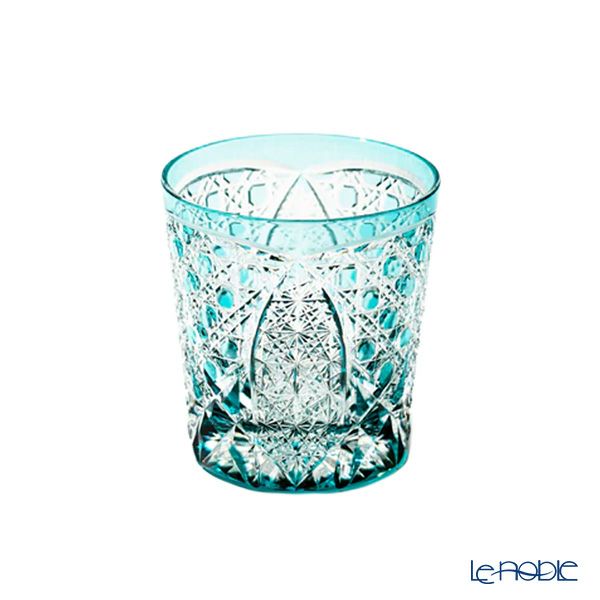 太武朗工房／タブロー 菊繋ぎに籠目紋 オールドグラス グリーン 250ml 伝統工芸士 木村泰典 作 5136-33