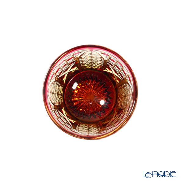 太武朗工房／タブロー 菊繋ぎに籠目紋 オールドグラス 琥珀金赤 250ml 伝統工芸士 木村泰典 作 5136-38