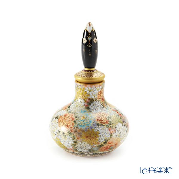 現代の京薩摩 フタ付小壺 花詰 伝統工芸士 小野多美枝氏 -空女-作