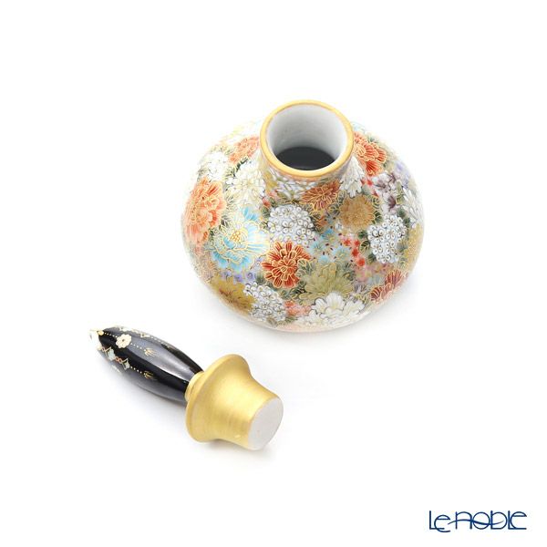 現代の京薩摩 フタ付小壺 花詰 伝統工芸士 小野多美枝氏 -空女-作