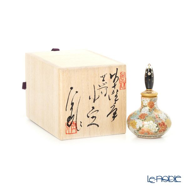 現代の京薩摩 フタ付小壺 花詰 伝統工芸士 小野多美枝氏 -空女-作