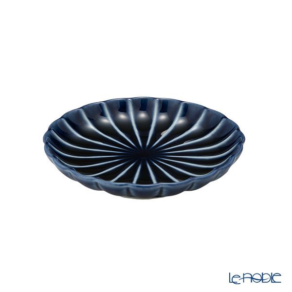 カネコ小兵製陶所 ぎやまん陶 小皿 10cm 3寸 茄子紺ブルー