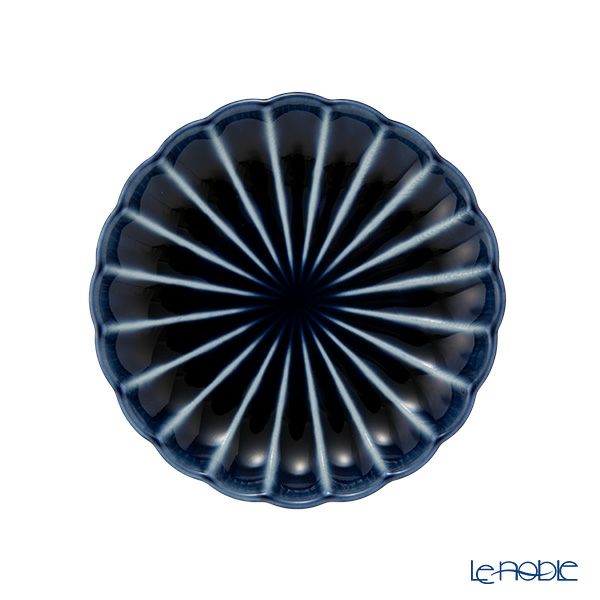 カネコ小兵製陶所 ぎやまん陶 小皿 10cm 3寸 茄子紺ブルー