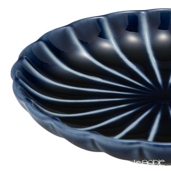 カネコ小兵製陶所 ぎやまん陶 小皿 10cm 3寸 茄子紺ブルー