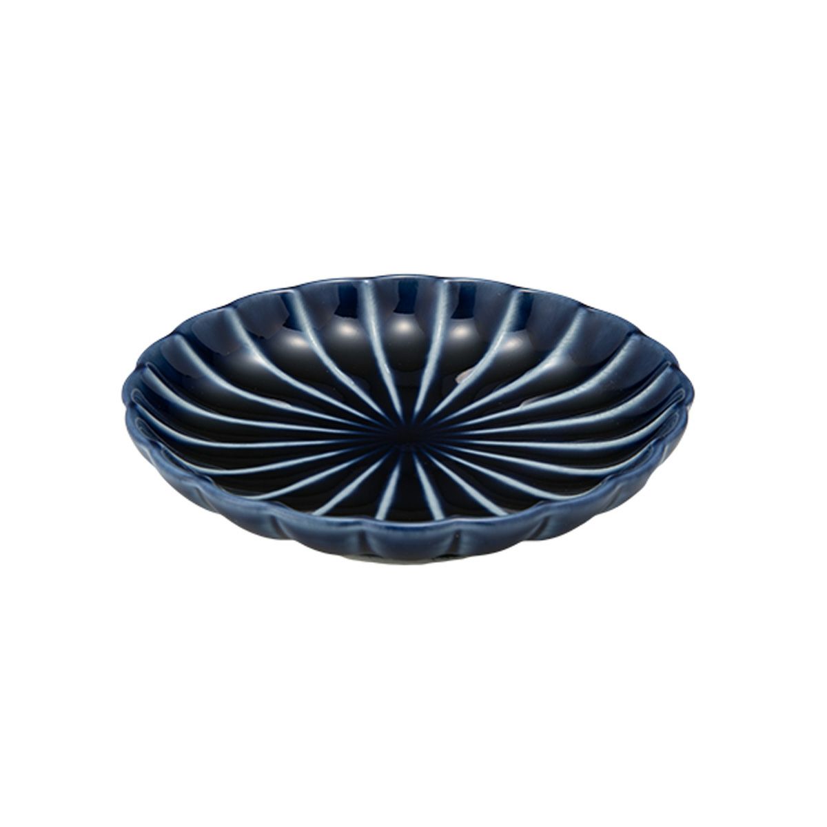 カネコ小兵製陶所 ぎやまん陶 小皿 10cm 3寸 茄子紺ブルー