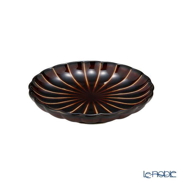 カネコ小兵製陶所 ぎやまん陶 小皿 10cm 3寸 漆ブラウン