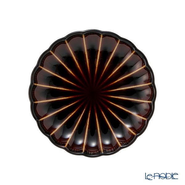 カネコ小兵製陶所 ぎやまん陶 小皿 10cm 3寸 漆ブラウン