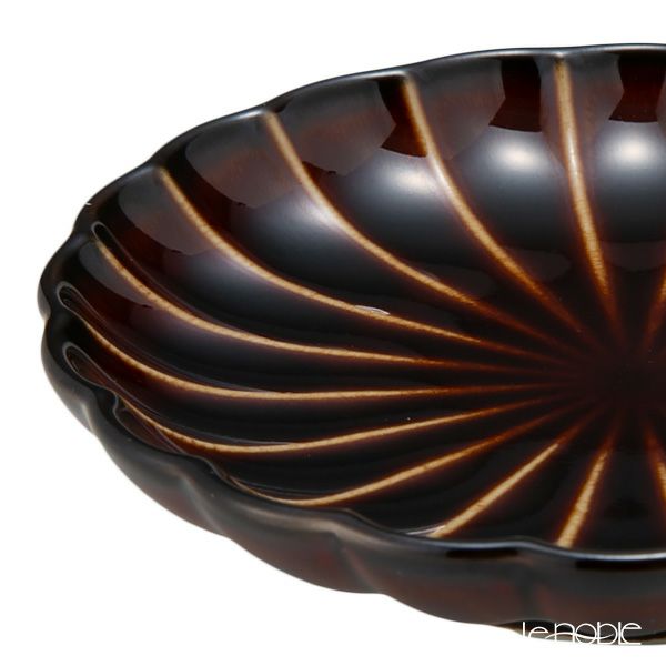 カネコ小兵製陶所 ぎやまん陶 小皿 10cm 3寸 漆ブラウン