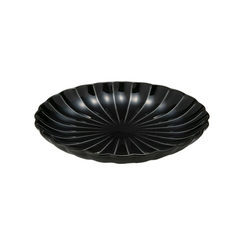 皿飾り　新品未使用　黒 カネコ小兵製陶所 ぎやまん陶 小皿 14.5cm 4.5寸 墨ブラック