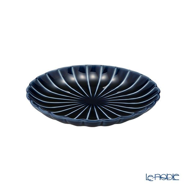 カネコ小兵製陶所 ぎやまん陶 小皿 14.5cm 4.5寸 茄子紺ブルー