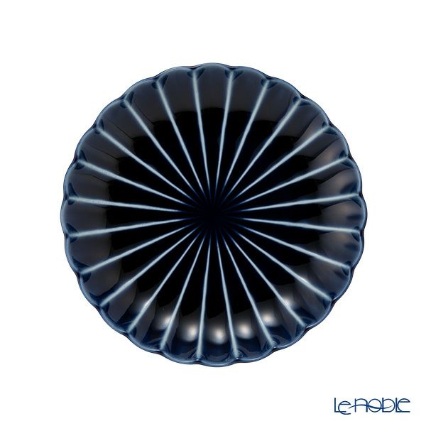 カネコ小兵製陶所 ぎやまん陶 小皿 14.5cm 4.5寸 茄子紺ブルー