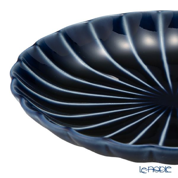 カネコ小兵製陶所 ぎやまん陶 小皿 14.5cm 4.5寸 茄子紺ブルー