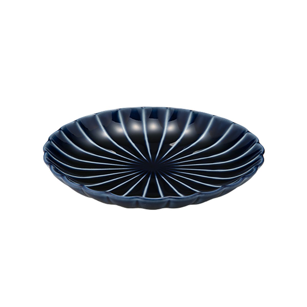 カネコ小兵製陶所 ぎやまん陶 小皿 14.5cm 4.5寸 茄子紺ブルー