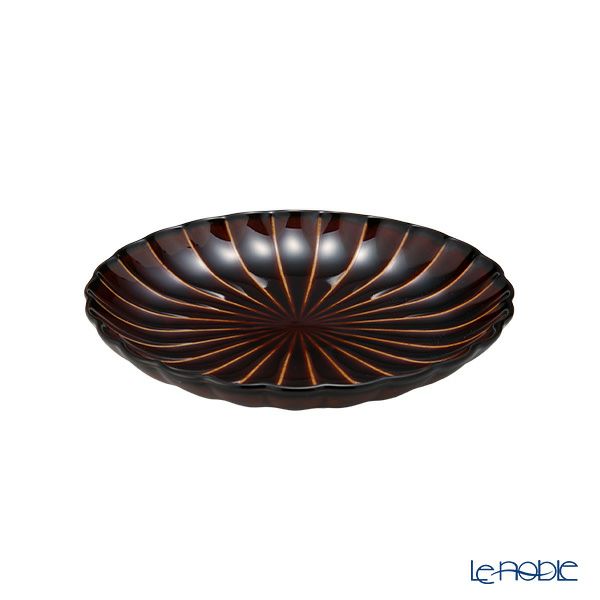 カネコ小兵製陶所 ぎやまん陶 小皿 14.5cm 4.5寸 漆ブラウン