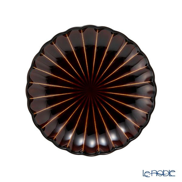 カネコ小兵製陶所 ぎやまん陶 小皿 14.5cm 4.5寸 漆ブラウン