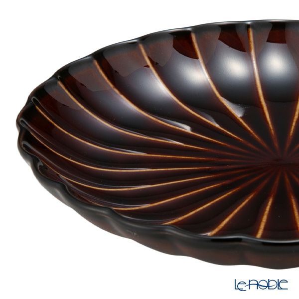 カネコ小兵製陶所 ぎやまん陶 小皿 14.5cm 4.5寸 漆ブラウン