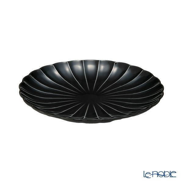 カネコ小兵製陶所 ぎやまん陶 中皿 20.5cm 7寸 墨ブラック