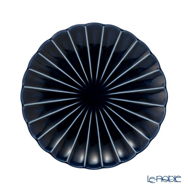 カネコ小兵製陶所 ぎやまん陶 中皿 20.5cm 7寸 茄子紺ブルー