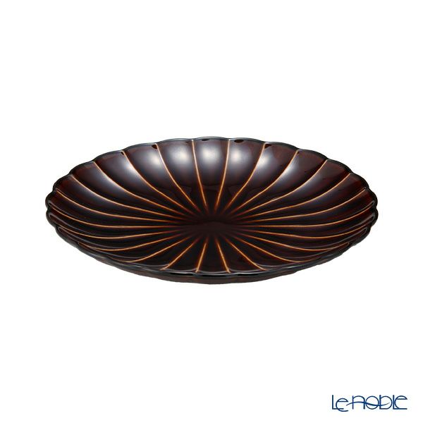 カネコ小兵製陶所 ぎやまん陶 中皿 20.5cm 7寸 漆ブラウン