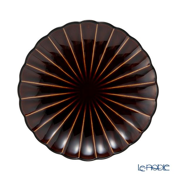 カネコ小兵製陶所 ぎやまん陶 中皿 20.5cm 7寸 漆ブラウン