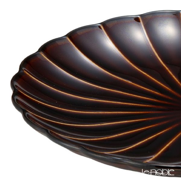 カネコ小兵製陶所 ぎやまん陶 中皿 20.5cm 7寸 漆ブラウン