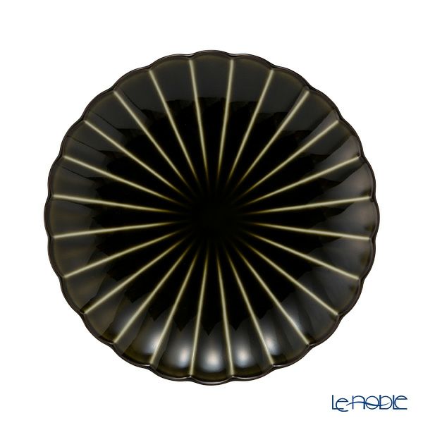 カネコ小兵製陶所 ぎやまん陶 中皿 20.5cm 7寸 利休グリーン