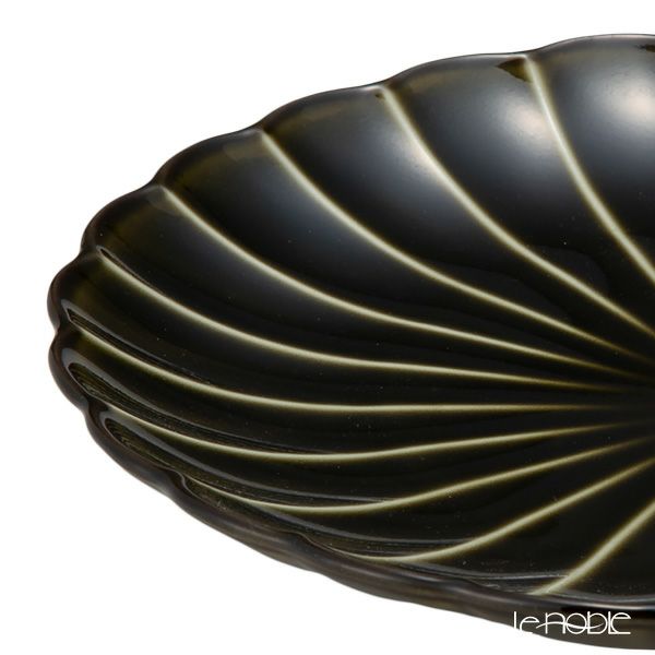 カネコ小兵製陶所 ぎやまん陶 中皿 20.5cm 7寸 利休グリーン