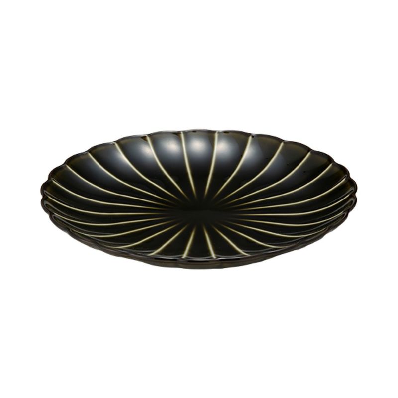 カネコ小兵製陶所 ぎやまん陶 中皿 20.5cm 7寸 利休グリーン