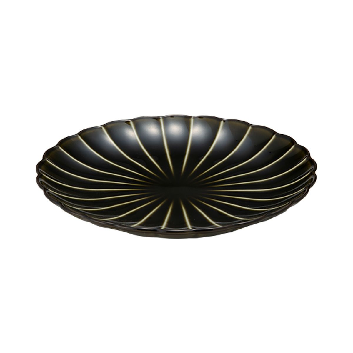 カネコ小兵製陶所 ぎやまん陶 中皿 20.5cm 7寸 利休グリーン