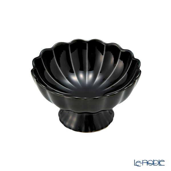 カネコ小兵製陶所 ぎやまん陶 高台珍味／デザートカップ 8cm 墨ブラック