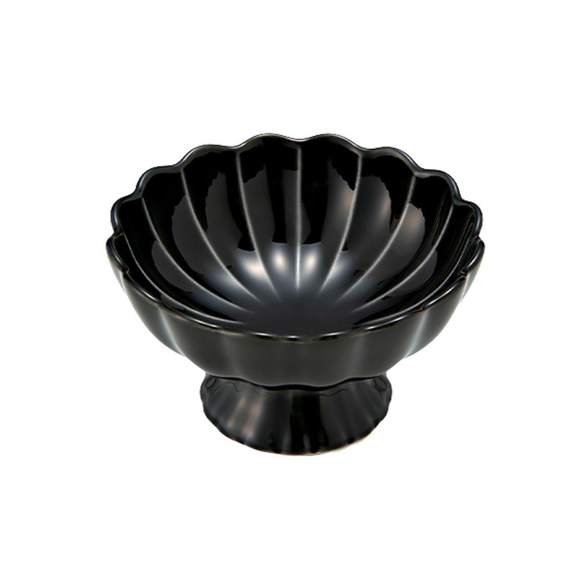 カネコ小兵製陶所 ぎやまん陶 高台珍味／デザートカップ 8cm 墨ブラック