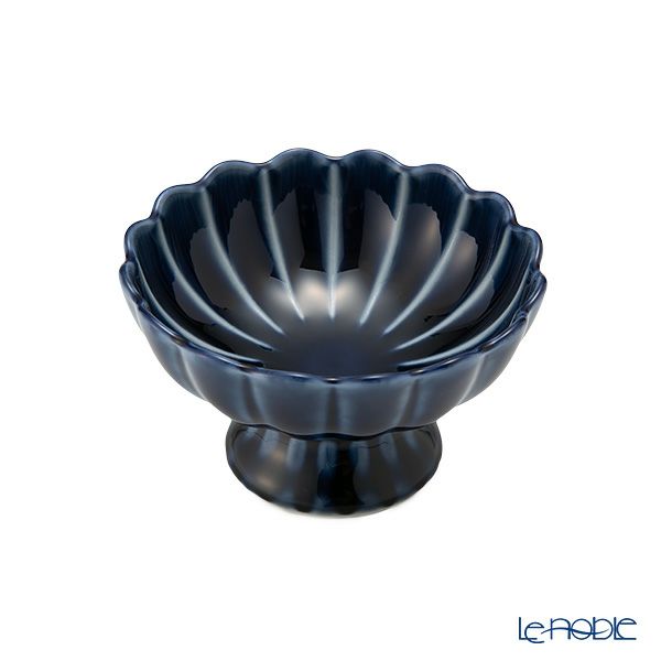 カネコ小兵製陶所 ぎやまん陶 高台珍味／デザートカップ 8cm 茄子紺ブルー