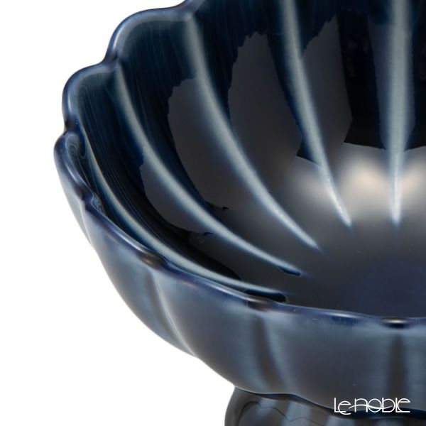 カネコ小兵製陶所 ぎやまん陶 高台珍味／デザートカップ 8cm 茄子紺ブルー