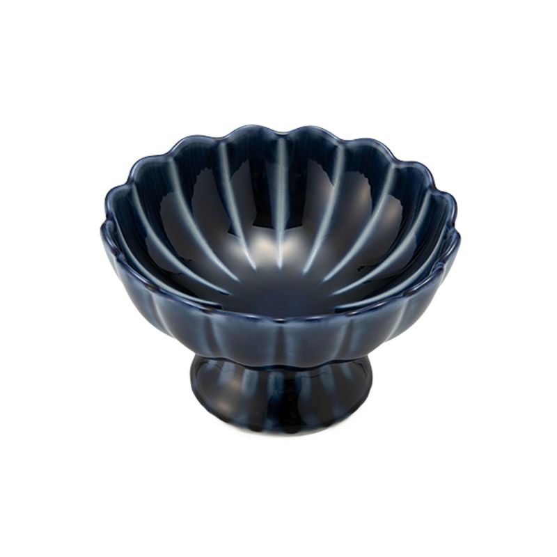 カネコ小兵製陶所 ぎやまん陶 高台珍味／デザートカップ 8cm 茄子紺ブルー