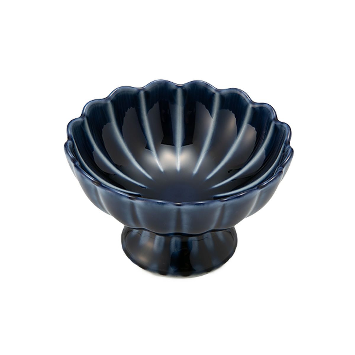 カネコ小兵製陶所 ぎやまん陶 高台珍味／デザートカップ 8cm 茄子紺ブルー