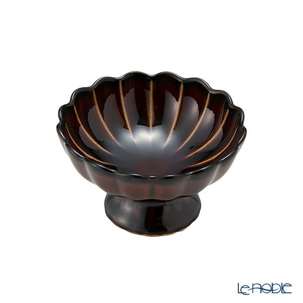 カネコ小兵製陶所 ぎやまん陶 高台珍味／デザートカップ 8cm 漆ブラウン