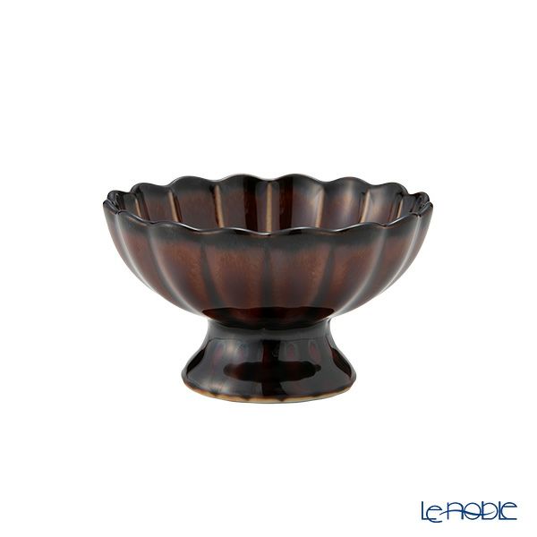 カネコ小兵製陶所 ぎやまん陶 高台珍味／デザートカップ 8cm 漆ブラウン